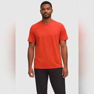 New Lululemon Men's Zeroed In Short Sleeve Shirt Orange Size XXL Cotton Jersey